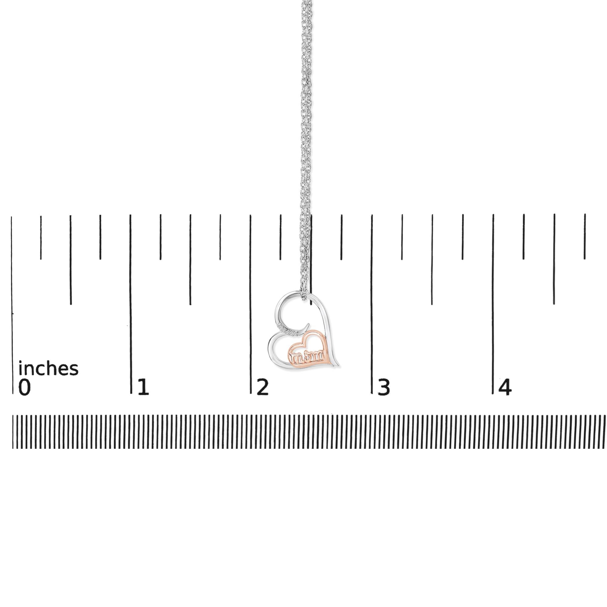 14K Rose Gold Plated Sterling Silver Diamond Accent Mom Heart Pendant Necklace-4