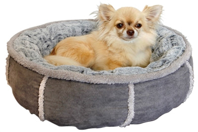 Rosewood plush donut dog bed grey