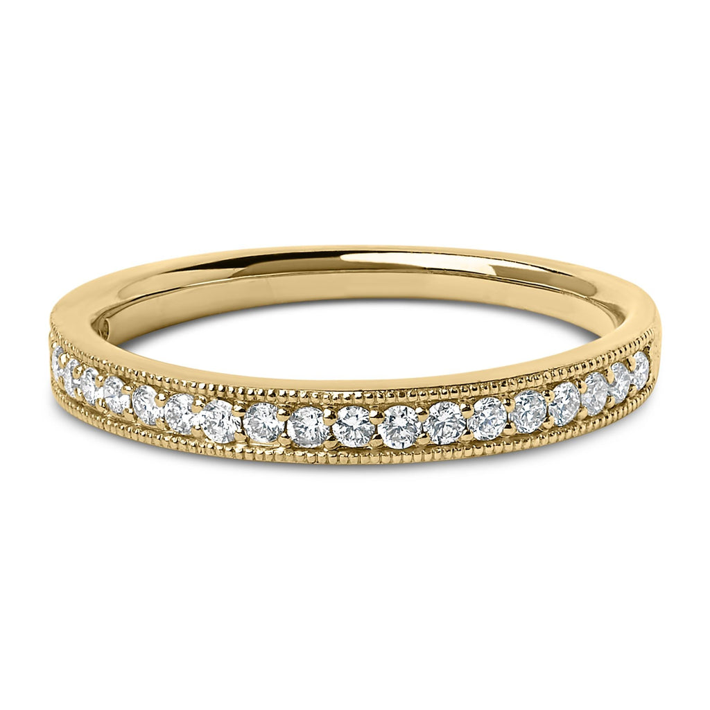 14K Gold 1/4 Cttw Round Diamond Milgrain Wedding Band