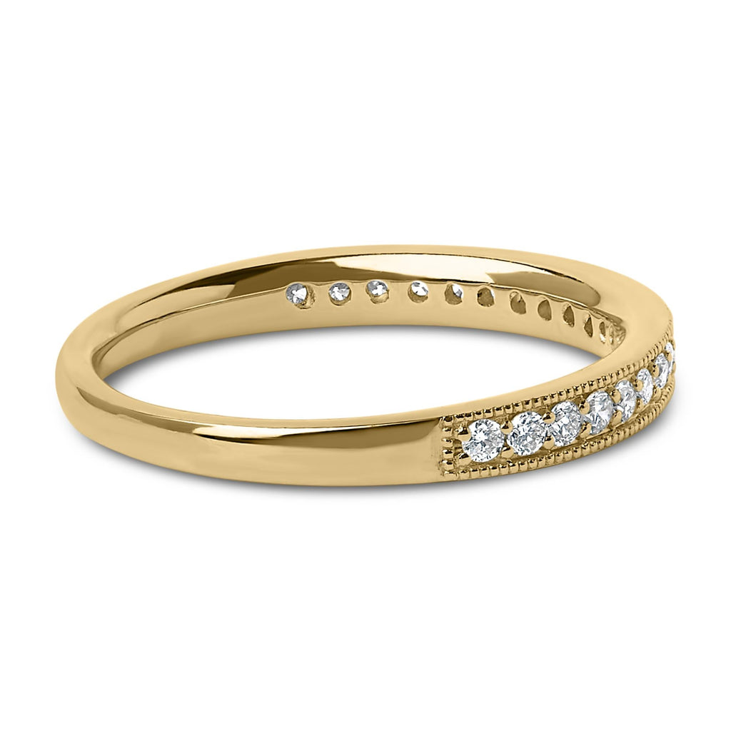 14K Gold 1/4 Cttw Round Diamond Milgrain Wedding Band