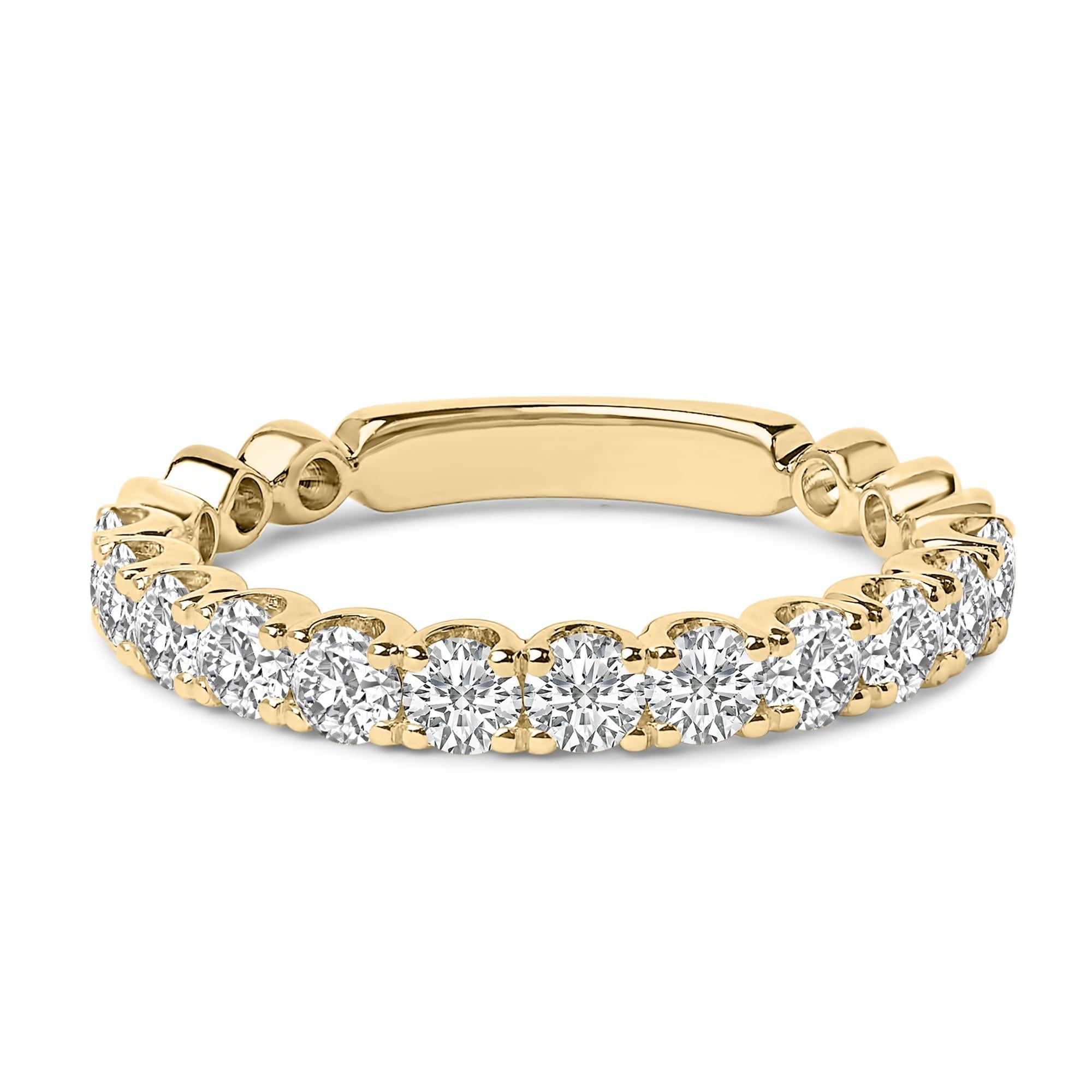14K Gold 1.00 Cttw Round Diamond Prong Set Wedding Band