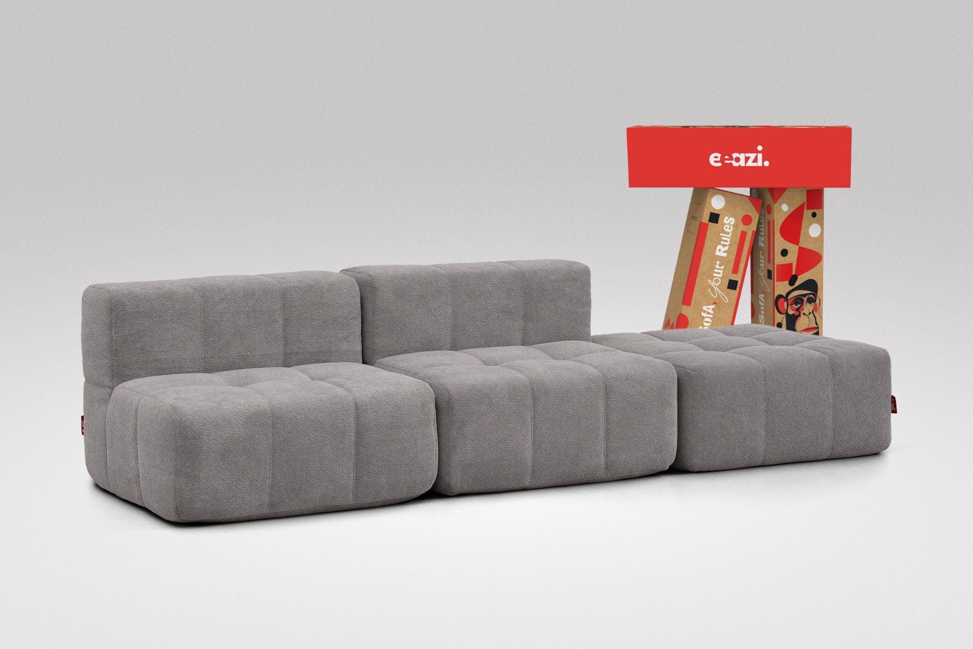 3 Teiliges Modulares Sofa – Grau