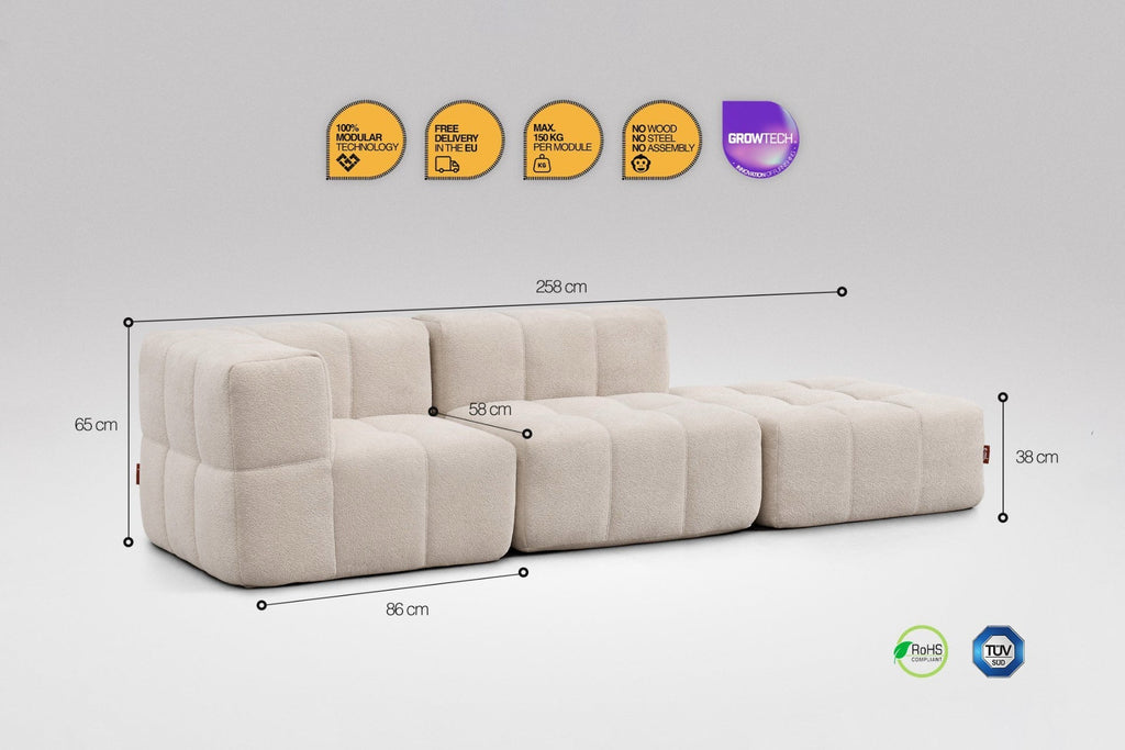 3 Teiliges Modulares Sofa – Beige