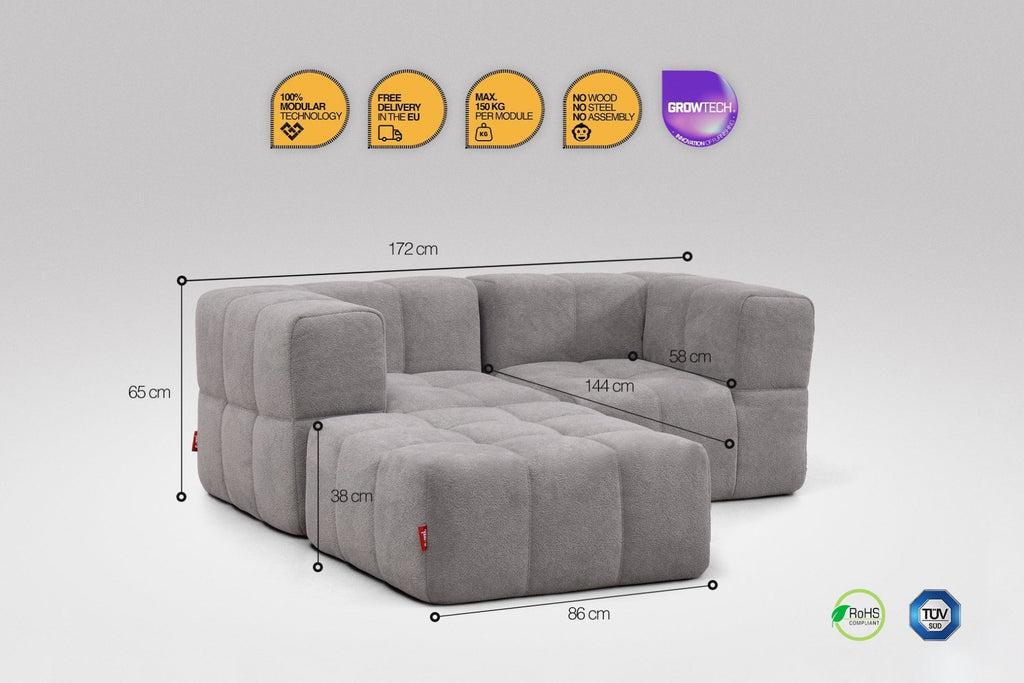 3 Teiliges Modulares Sofa – Grau-2