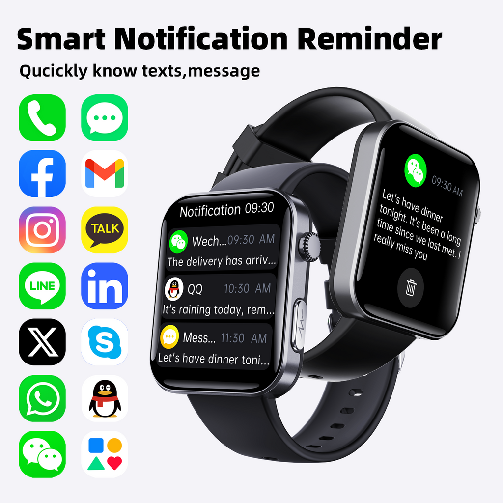 ECG smartwatch with blood pressure monitor, body temperature, blood glucose, heart rate, blood oxygen