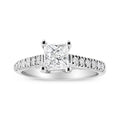 14K White Gold 1 1/5 Cttw 4-Prong Set Princess Diamond Classic Engagement Ring