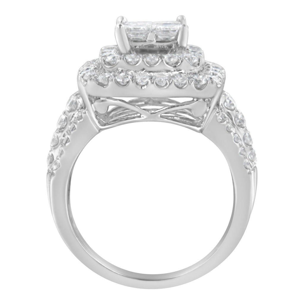 14KT White Gold Round and Princess Diamond Ring (2 1/4 cttw, H-I Color, SI1-SI2 Clarity)