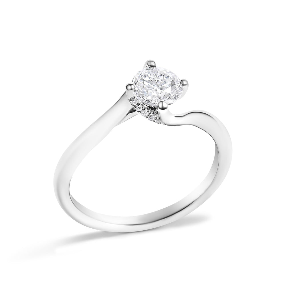 14K White Gold 4/5 Cttw Round Lab Grown Diamond Bypass Solitaire Engagement Ring (F-G Color, VS1-VS2 Clarity)