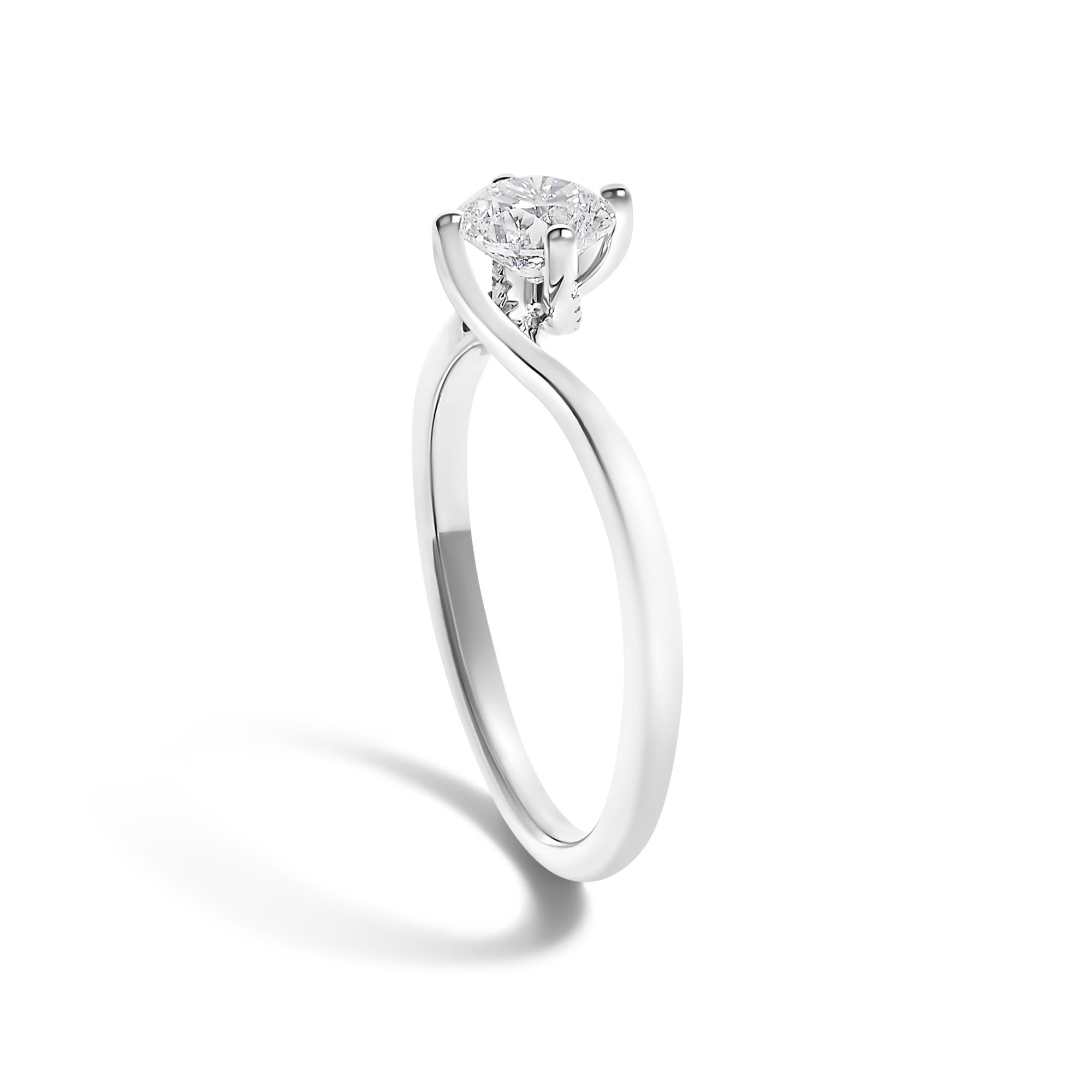 14K White Gold 4/5 Cttw Round Lab Grown Diamond Bypass Solitaire Engagement Ring (F-G Color, VS1-VS2 Clarity)