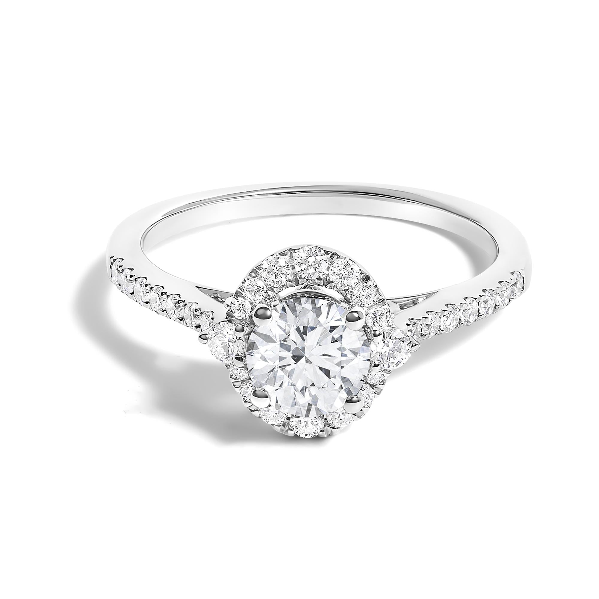 14K White Gold 1.00 Cttw Lab-Grown Diamond Oval Shaped Halo Engagement Ring (F-G Color, VS1-VS2 Clarity)