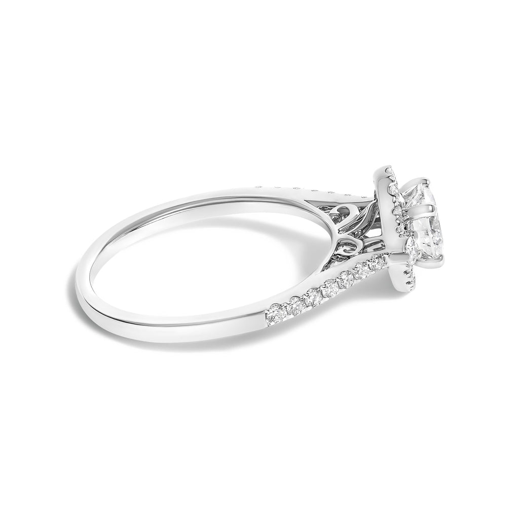 14K White Gold 1.00 Cttw Lab-Grown Diamond Oval Shaped Halo Engagement Ring (F-G Color, VS1-VS2 Clarity)