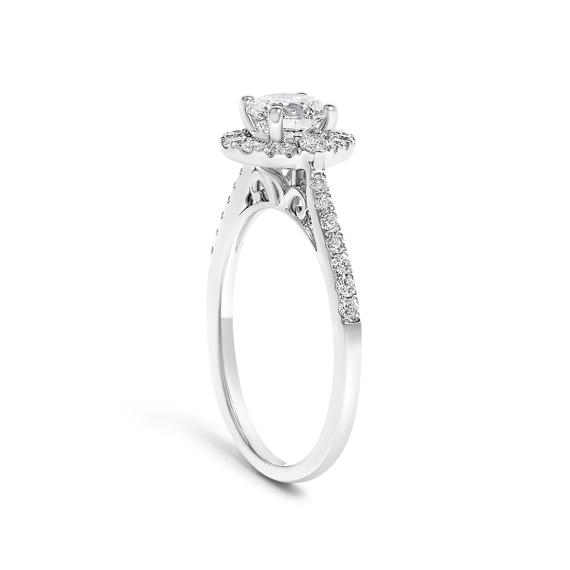 14K White Gold 1.00 Cttw Lab-Grown Diamond Oval Shaped Halo Engagement Ring (F-G Color, VS1-VS2 Clarity)