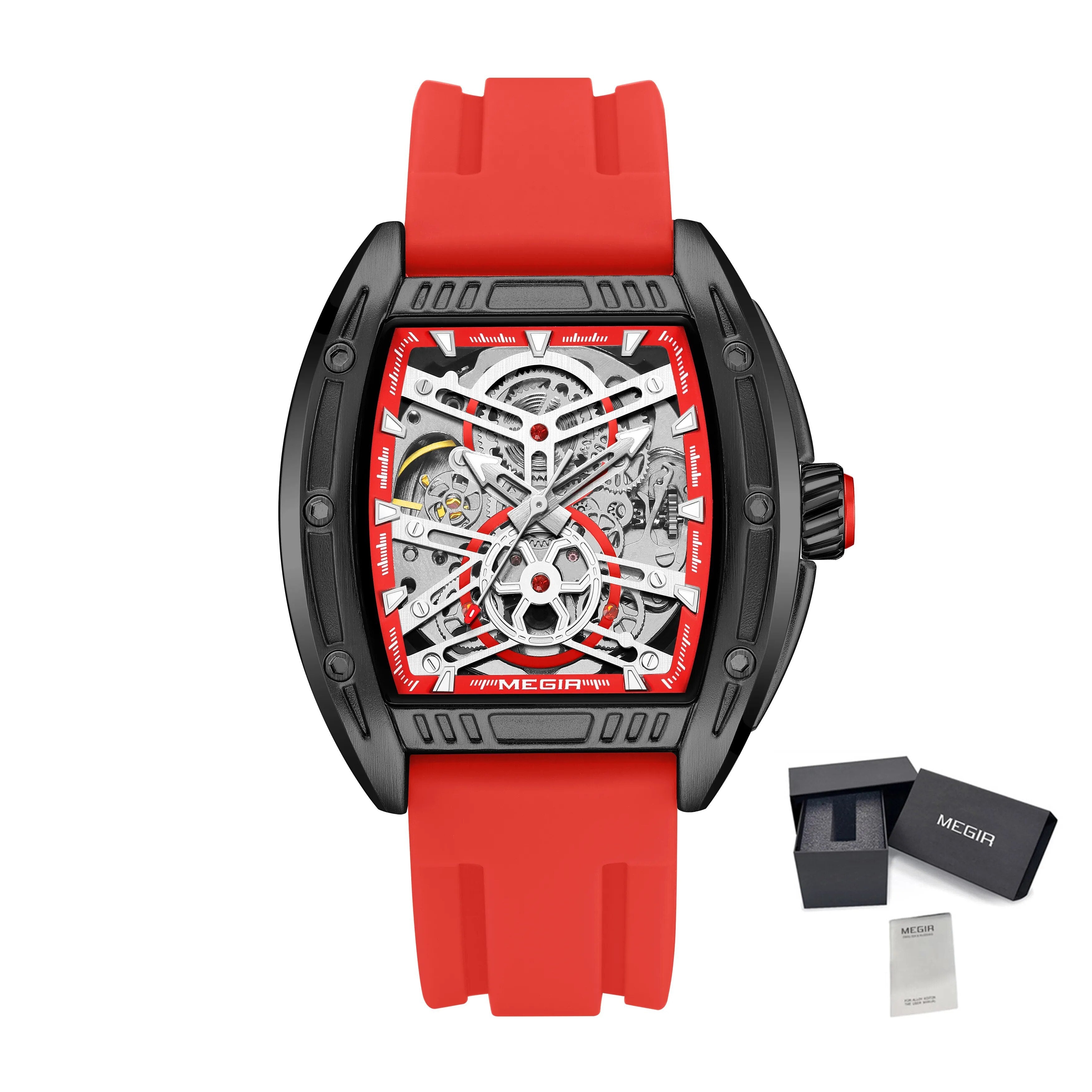 MEGIR Original Luxury Sport Watch for Men Silicone Band Automatic Mechanical Movement WristWatches Luminous Clock Reloj Hombre 8601
