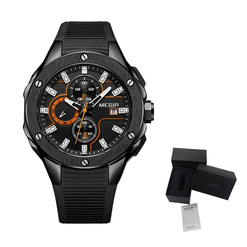 MEGIR Men Sport Military Watch Luxury Luminous Waterproof Chronograph Quartz Wristwatch Date Clock Relogio Masculino 2053