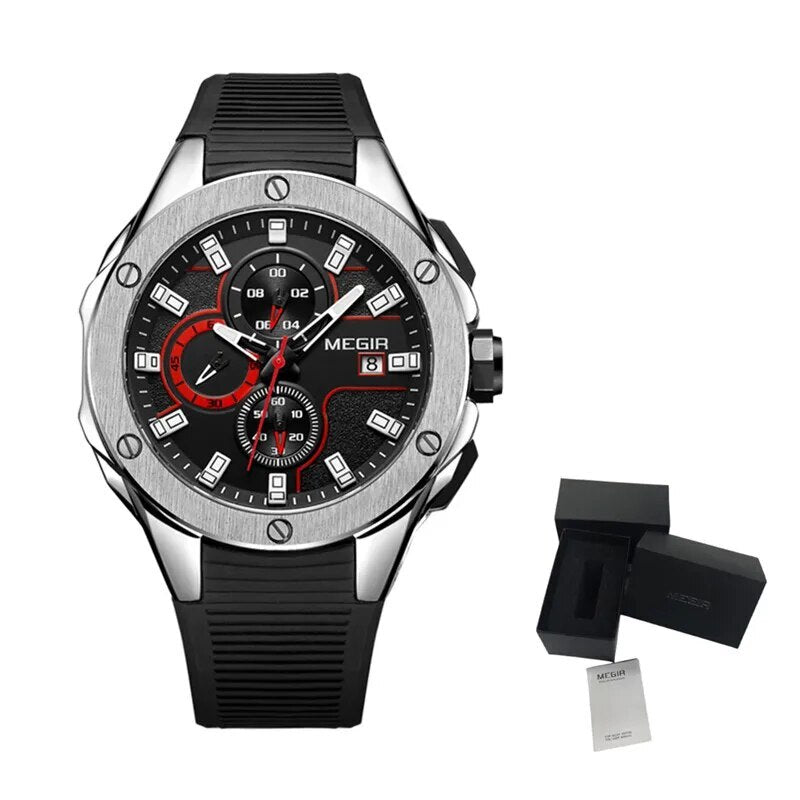 MEGIR Men Sport Military Watch Luxury Luminous Waterproof Chronograph Quartz Wristwatch Date Clock Relogio Masculino 2053