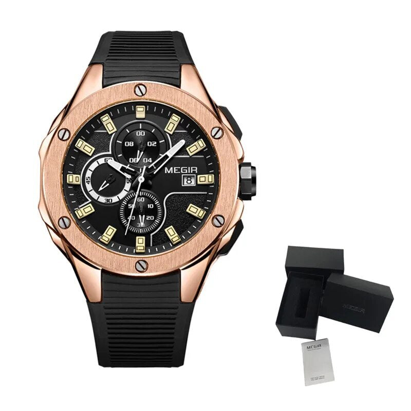 MEGIR Men Sport Military Watch Luxury Luminous Waterproof Chronograph Quartz Wristwatch Date Clock Relogio Masculino 2053