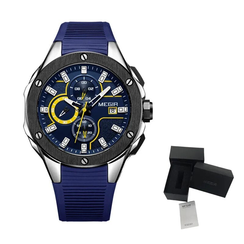 MEGIR Men Sport Military Watch Luxury Luminous Waterproof Chronograph Quartz Wristwatch Date Clock Relogio Masculino 2053