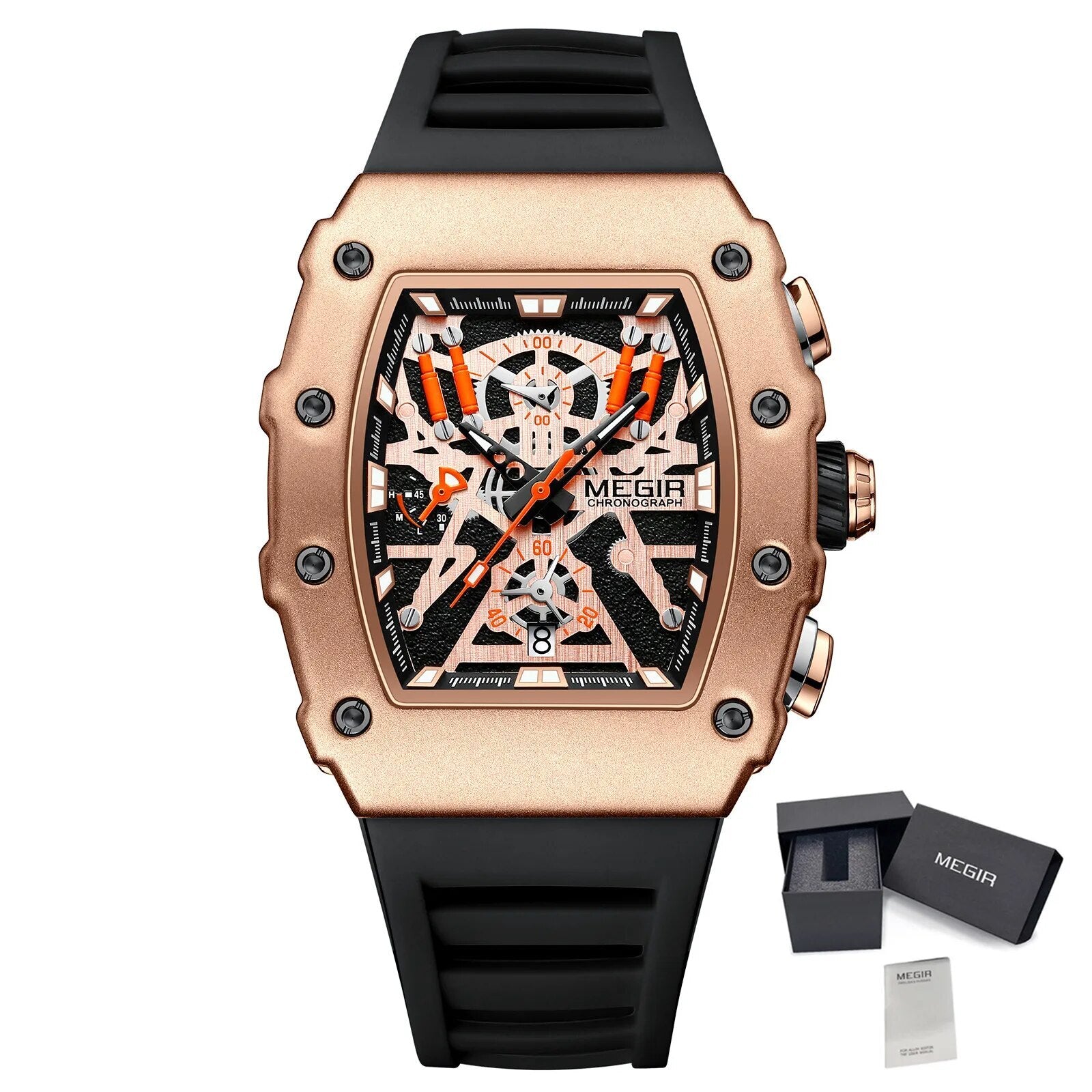 MEGIR Luxury Outdoor Sport Wristwatch for Men Silicone Waterproof Watches Quartz Military Watch Male Clock Chronograph 2218