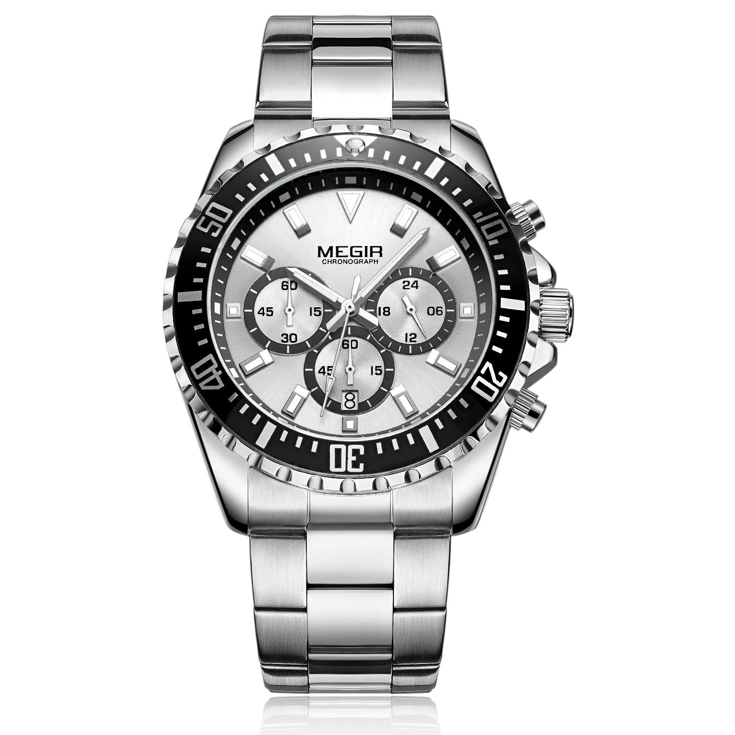 MEGIR Original Luxury Men Business Quartz Watch Stainless Steel Bracelet Chronograph Male Military Wristwatch Clock Relogio Masculino 2064
