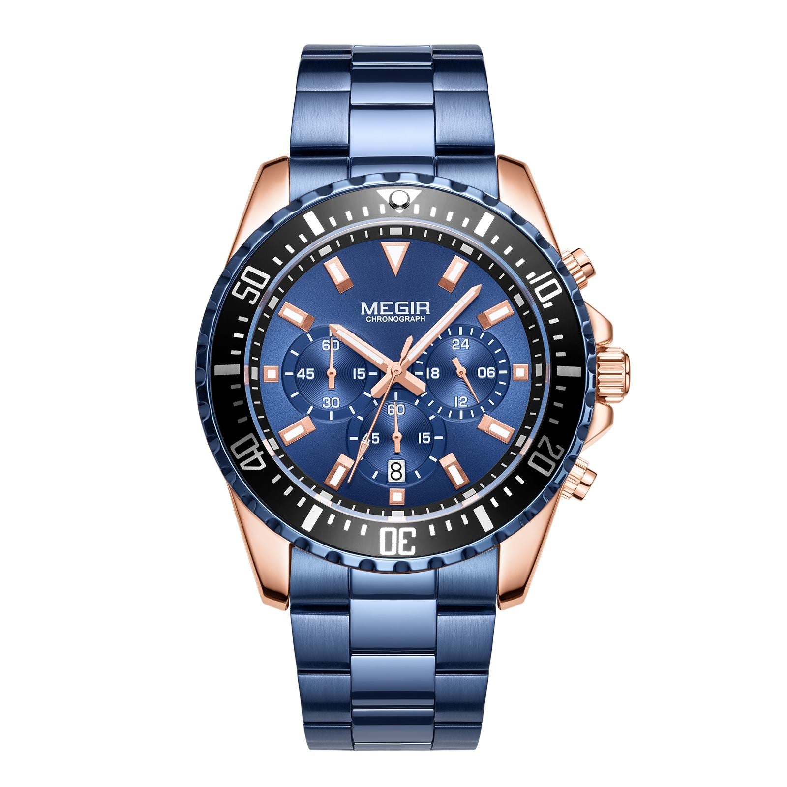 MEGIR Original Luxury Men Business Quartz Watch Stainless Steel Bracelet Chronograph Male Military Wristwatch Clock Relogio Masculino 2064