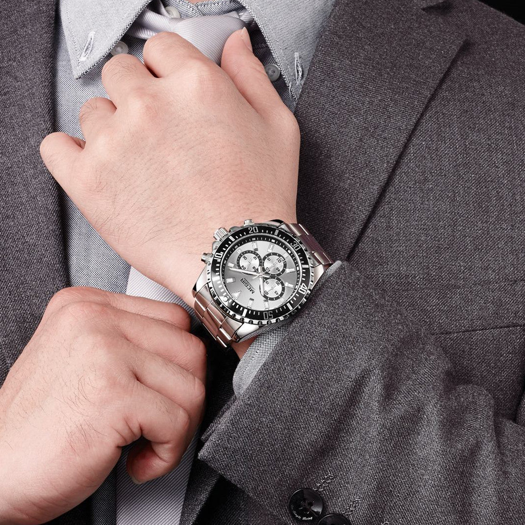 MEGIR Original Luxury Men Business Quartz Watch Stainless Steel Bracelet Chronograph Male Military Wristwatch Clock Relogio Masculino 2064