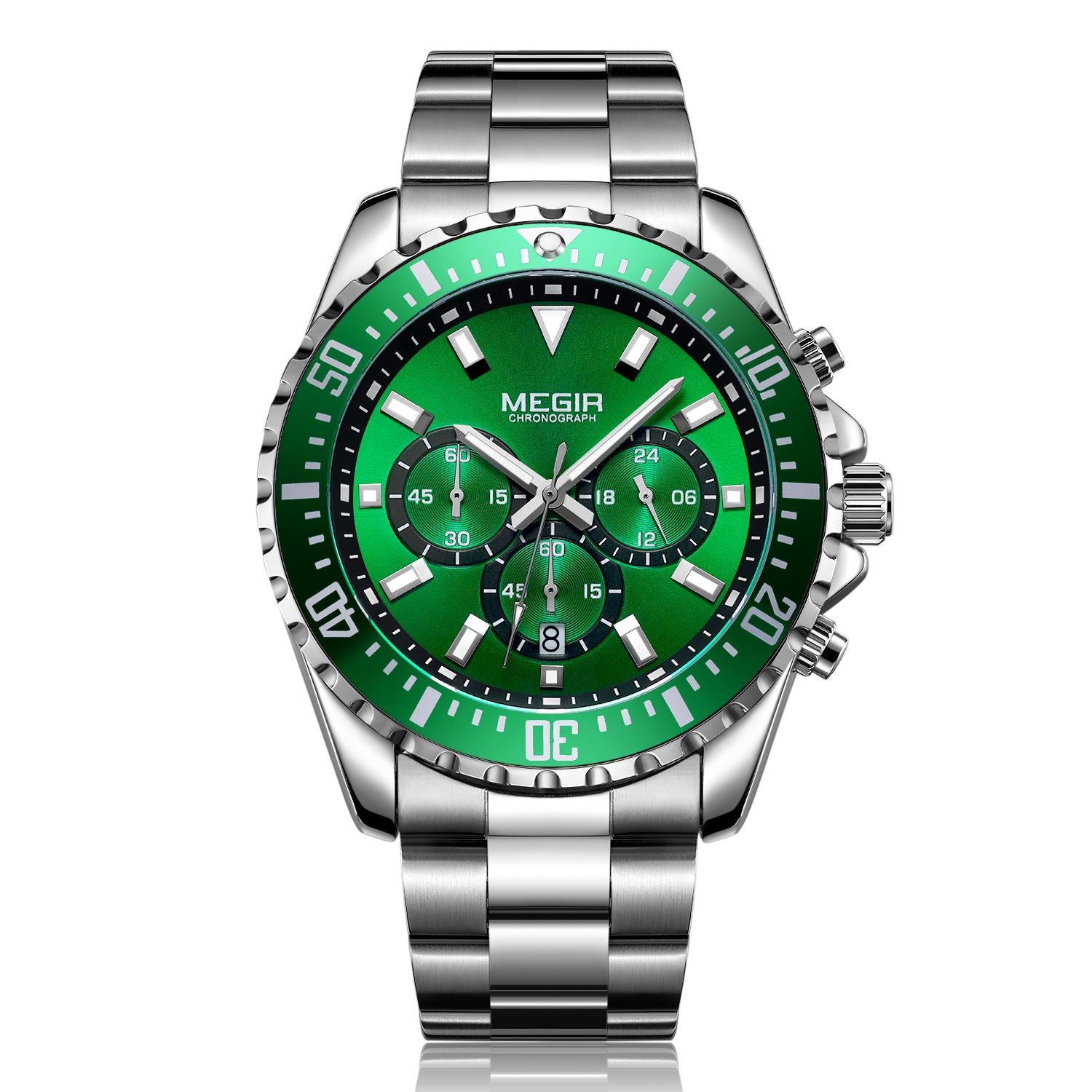 MEGIR Original Luxury Men Business Quartz Watch Stainless Steel Bracelet Chronograph Male Military Wristwatch Clock Relogio Masculino 2064