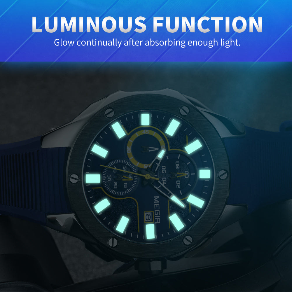 MEGIR Men Sport Military Watch Luxury Luminous Waterproof Chronograph Quartz Wristwatch Date Clock Relogio Masculino 2053