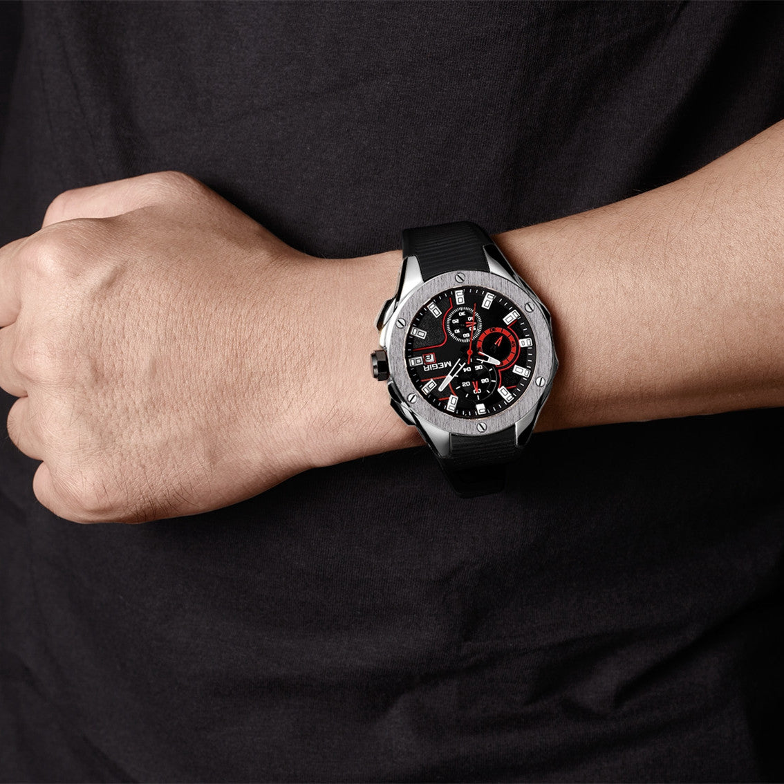 MEGIR Men Sport Military Watch Luxury Luminous Waterproof Chronograph Quartz Wristwatch Date Clock Relogio Masculino 2053
