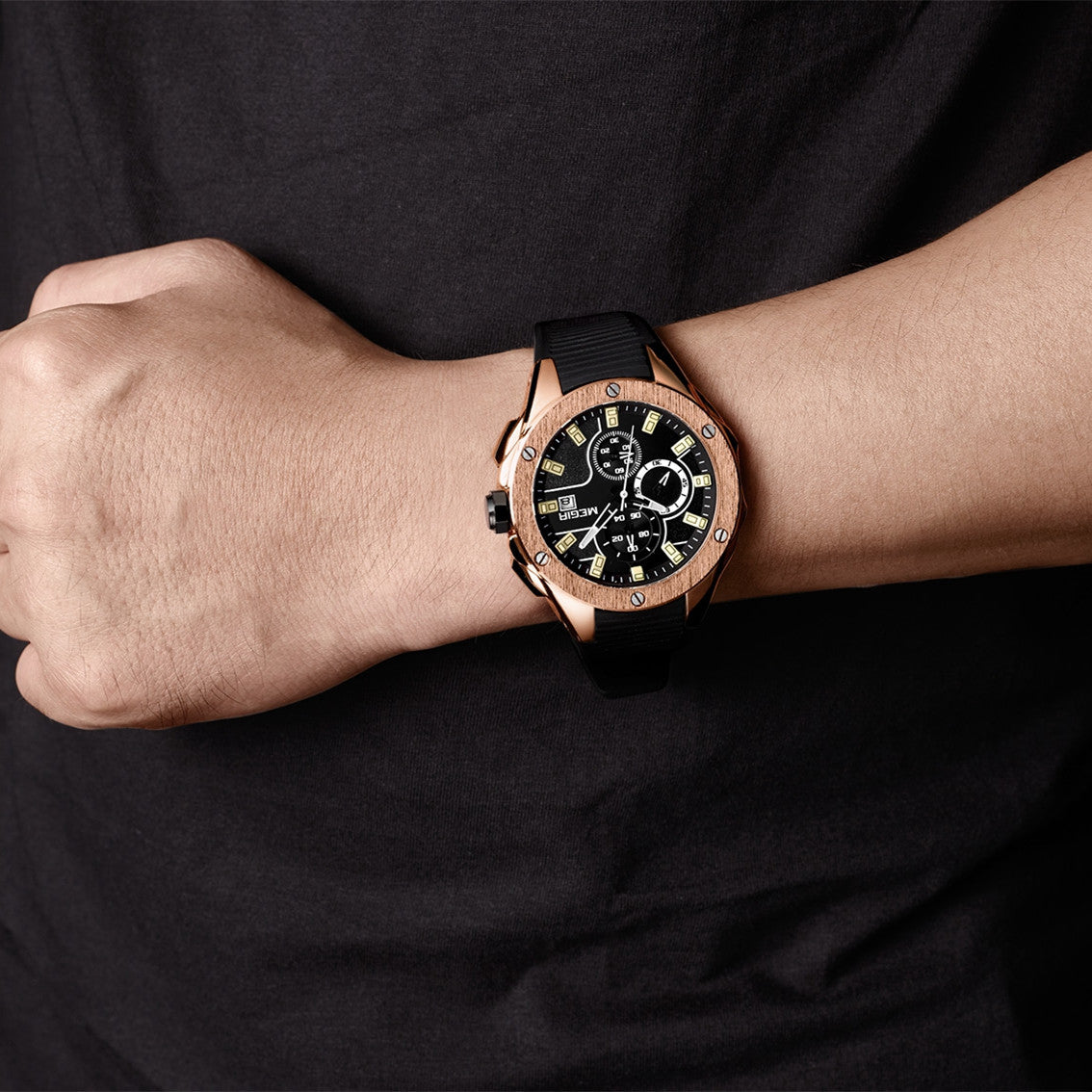 MEGIR Men Sport Military Watch Luxury Luminous Waterproof Chronograph Quartz Wristwatch Date Clock Relogio Masculino 2053