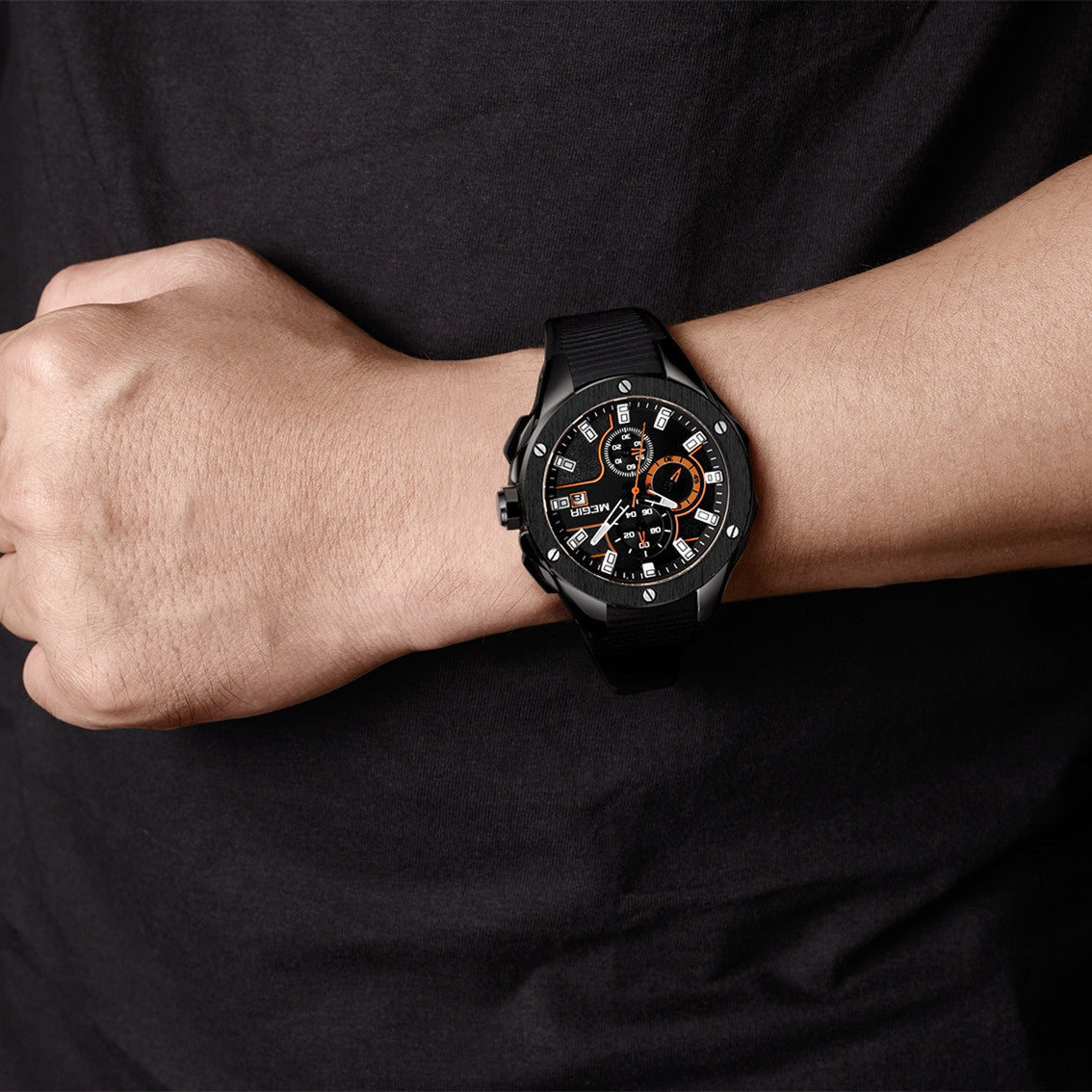 MEGIR Men Sport Military Watch Luxury Luminous Waterproof Chronograph Quartz Wristwatch Date Clock Relogio Masculino 2053