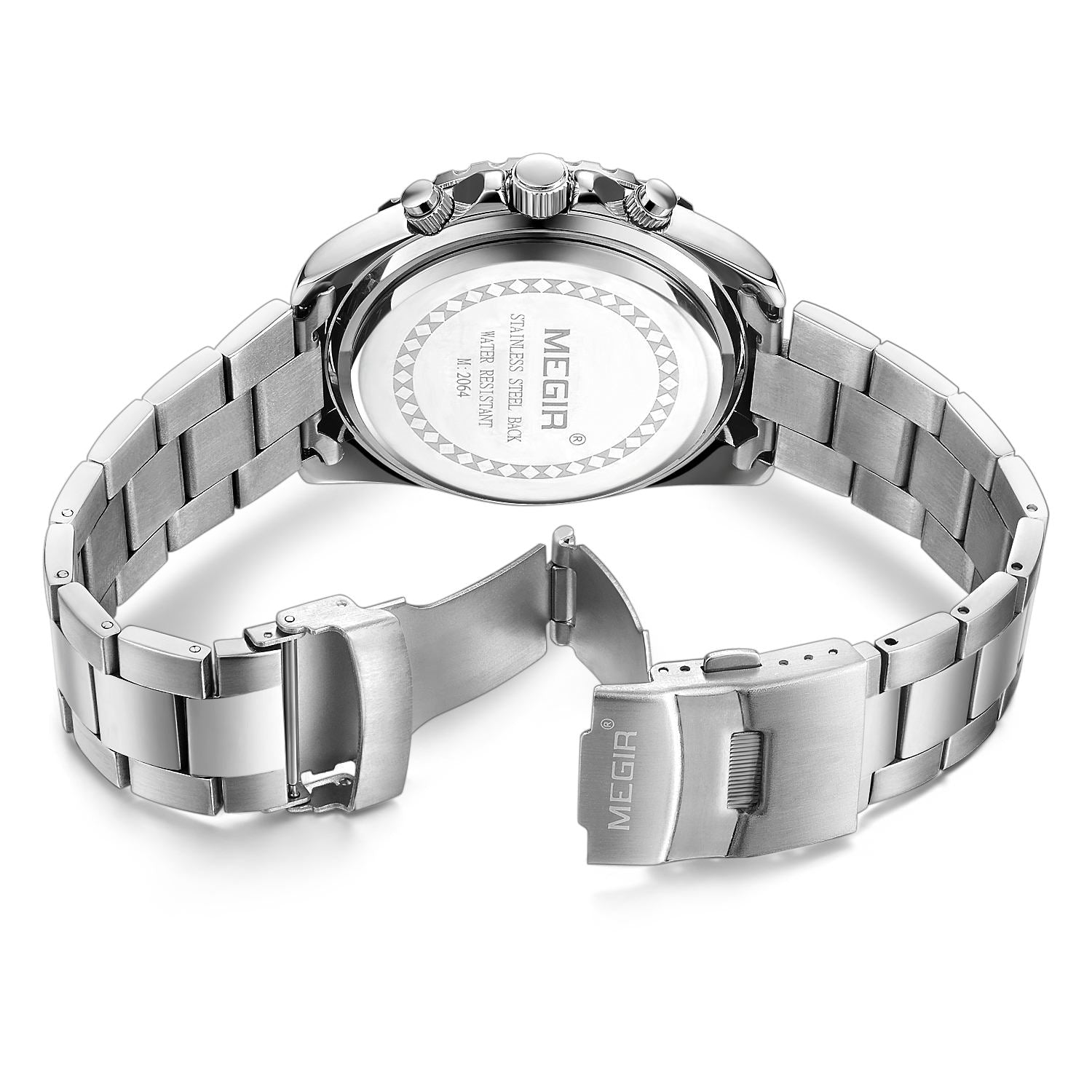 MEGIR Original Luxury Men Business Quartz Watch Stainless Steel Bracelet Chronograph Male Military Wristwatch Clock Relogio Masculino 2064