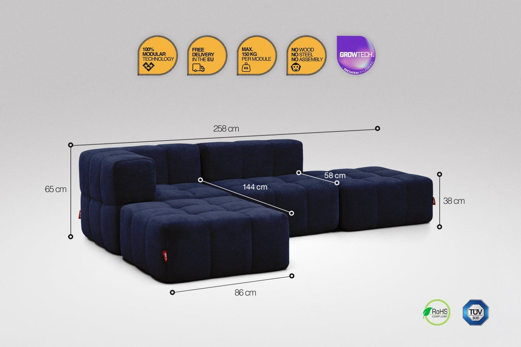 4 Teiliges Modulares Sofa – Blau