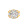 10K Yellow Gold 1 1/2 Cttw Diamond Cluster and Halo Signet Mens Ring (K-L Color, I1-I2 Clarity)