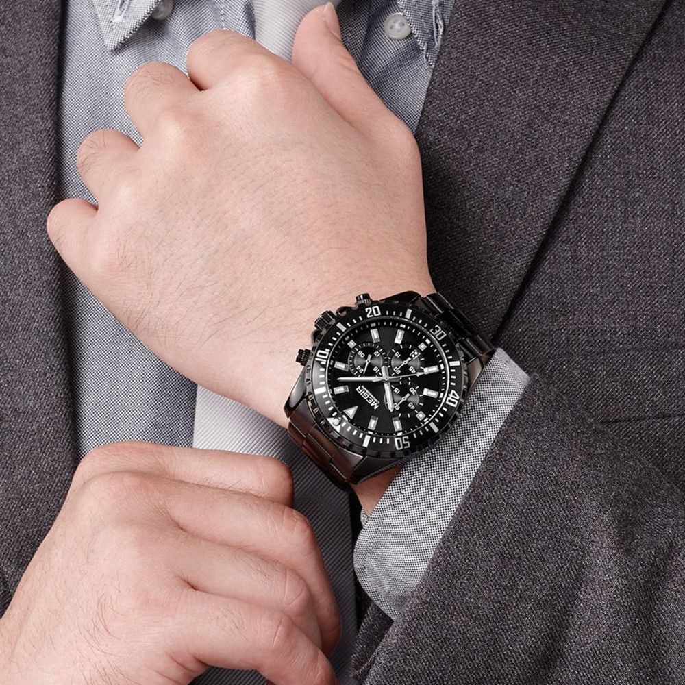 MEGIR Original Luxury Men Business Quartz Watch Stainless Steel Bracelet Chronograph Male Military Wristwatch Clock Relogio Masculino 2064