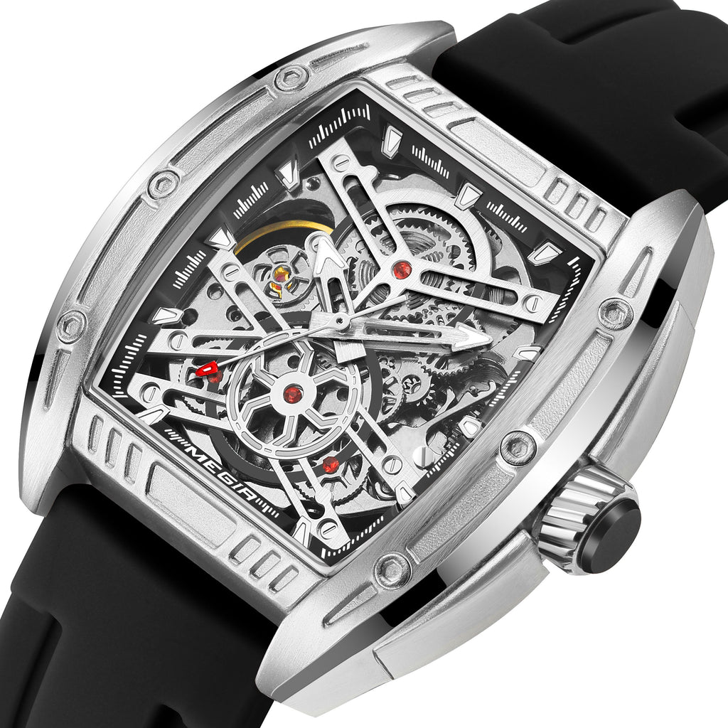 MEGIR Original Luxury Sport Watch for Men Silicone Band Automatic Mechanical Movement WristWatches Luminous Clock Reloj Hombre 8601