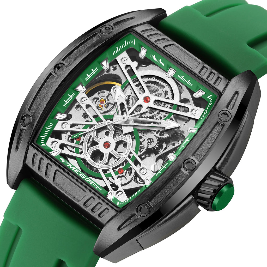 MEGIR Original Luxury Sport Watch for Men Silicone Band Automatic Mechanical Movement WristWatches Luminous Clock Reloj Hombre 8601