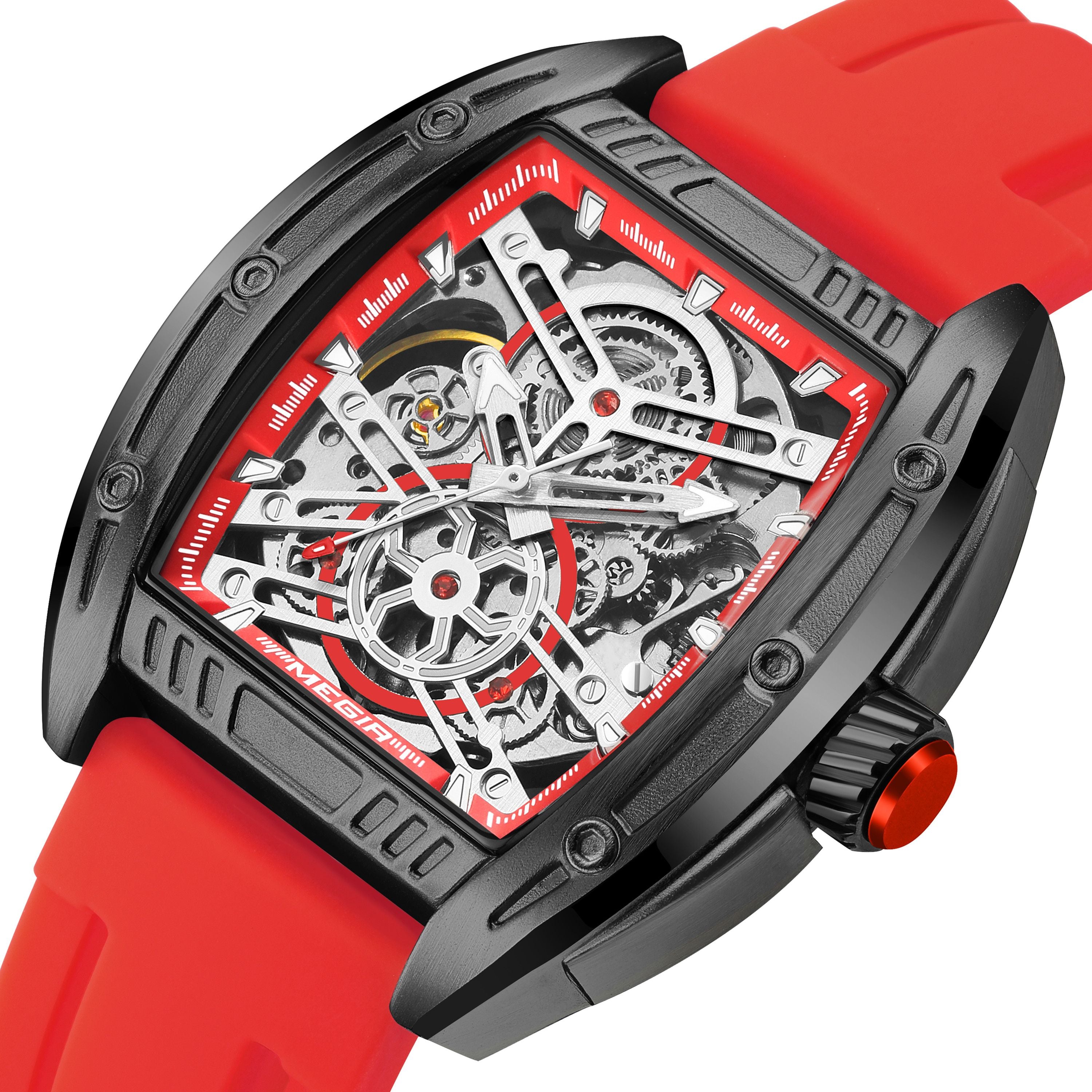 MEGIR Original Luxury Sport Watch for Men Silicone Band Automatic Mechanical Movement WristWatches Luminous Clock Reloj Hombre 8601