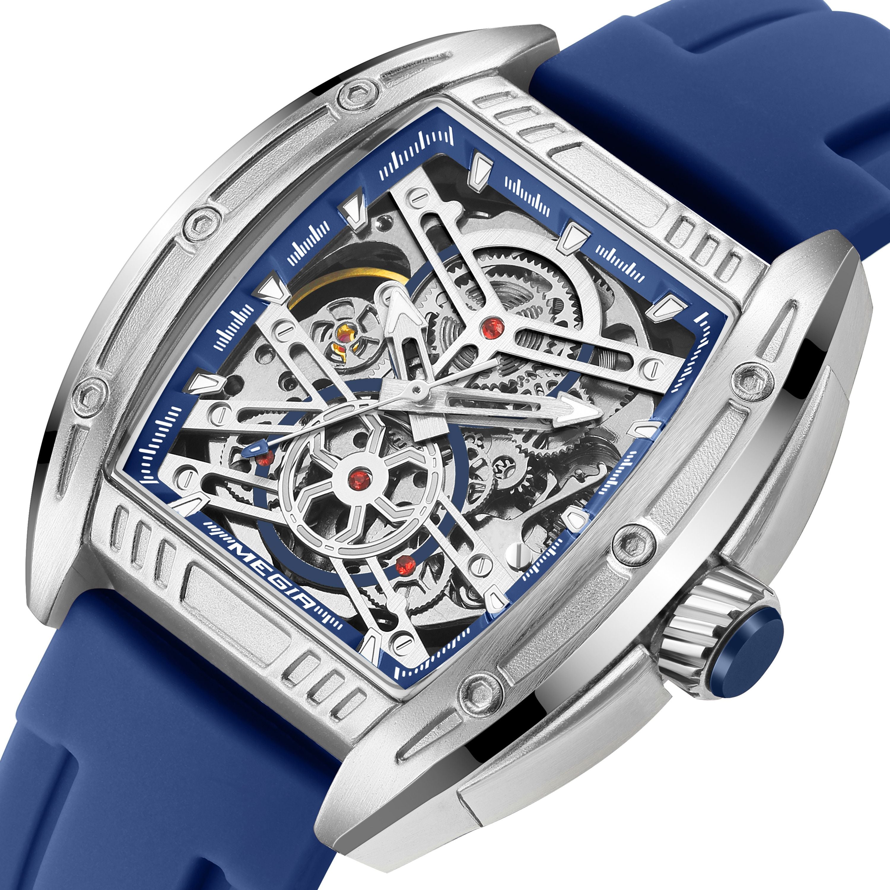 MEGIR Original Luxury Sport Watch for Men Silicone Band Automatic Mechanical Movement WristWatches Luminous Clock Reloj Hombre 8601