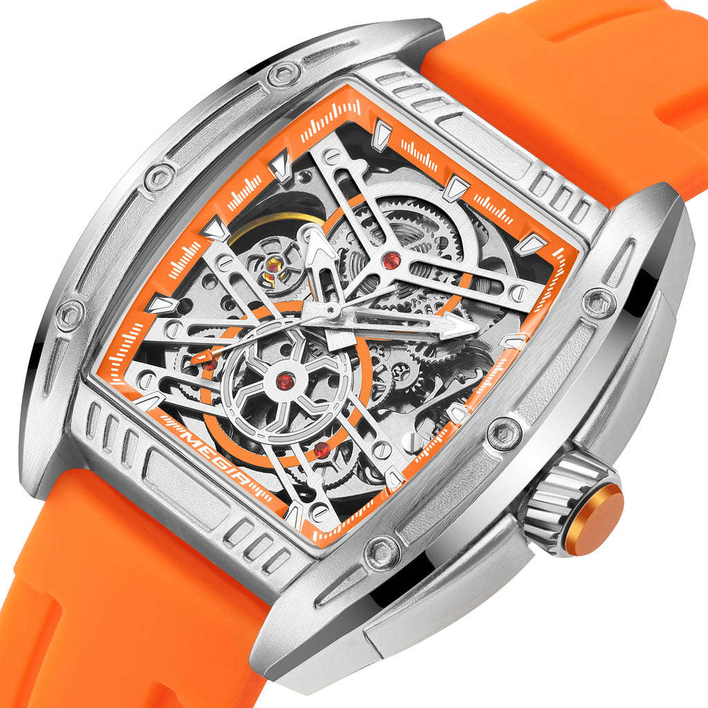 MEGIR Original Luxury Sport Watch for Men Silicone Band Automatic Mechanical Movement WristWatches Luminous Clock Reloj Hombre 8601