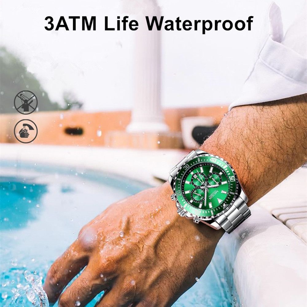 MEGIR Original Luxury Men Business Quartz Watch Stainless Steel Bracelet Chronograph Male Military Wristwatch Clock Relogio Masculino 2064
