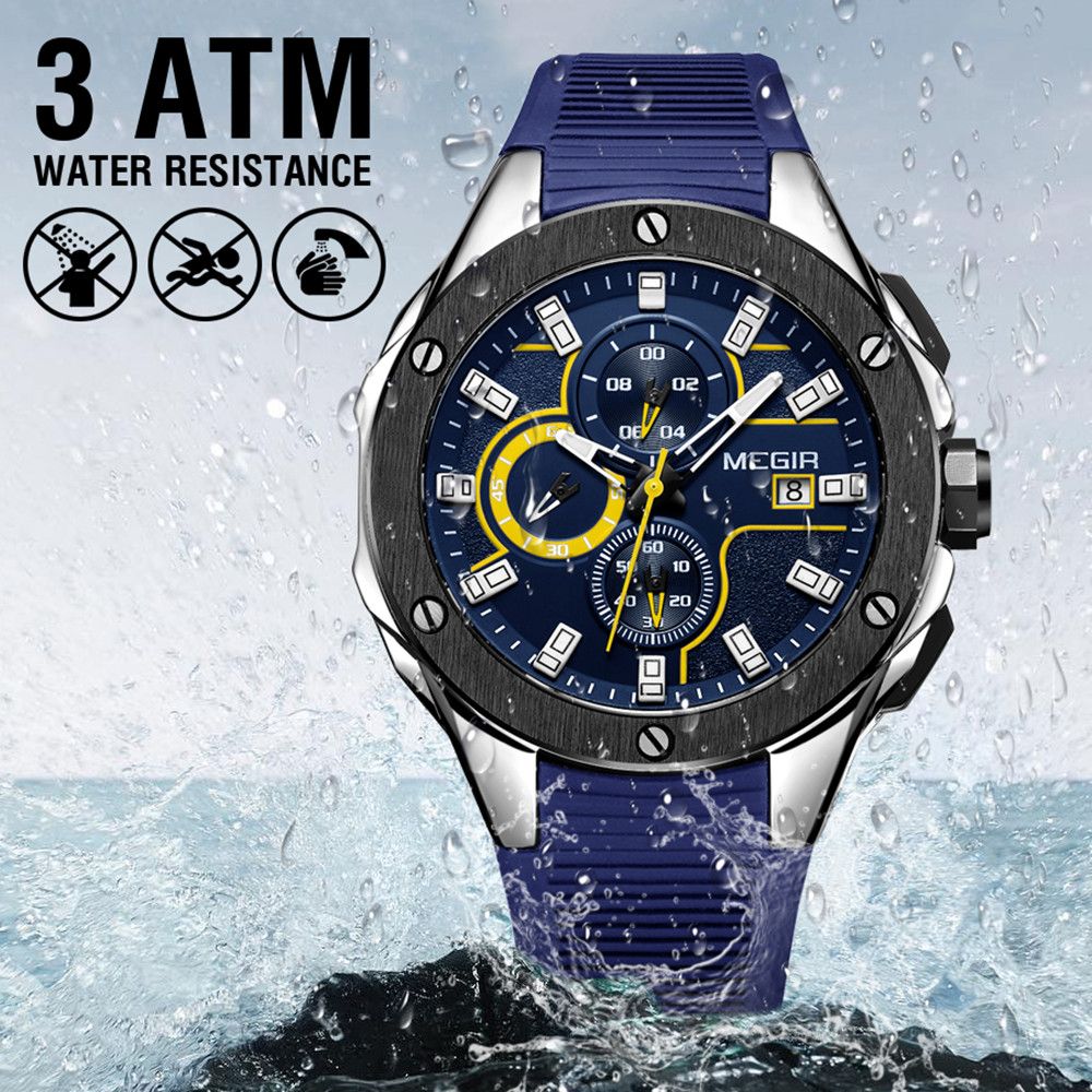 MEGIR Men Sport Military Watch Luxury Luminous Waterproof Chronograph Quartz Wristwatch Date Clock Relogio Masculino 2053