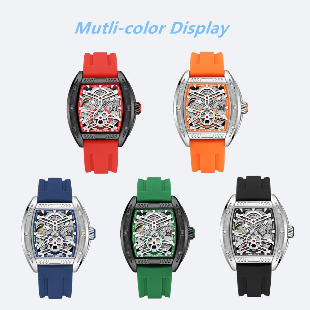 MEGIR Original Luxury Sport Watch for Men Silicone Band Automatic Mechanical Movement WristWatches Luminous Clock Reloj Hombre 8601
