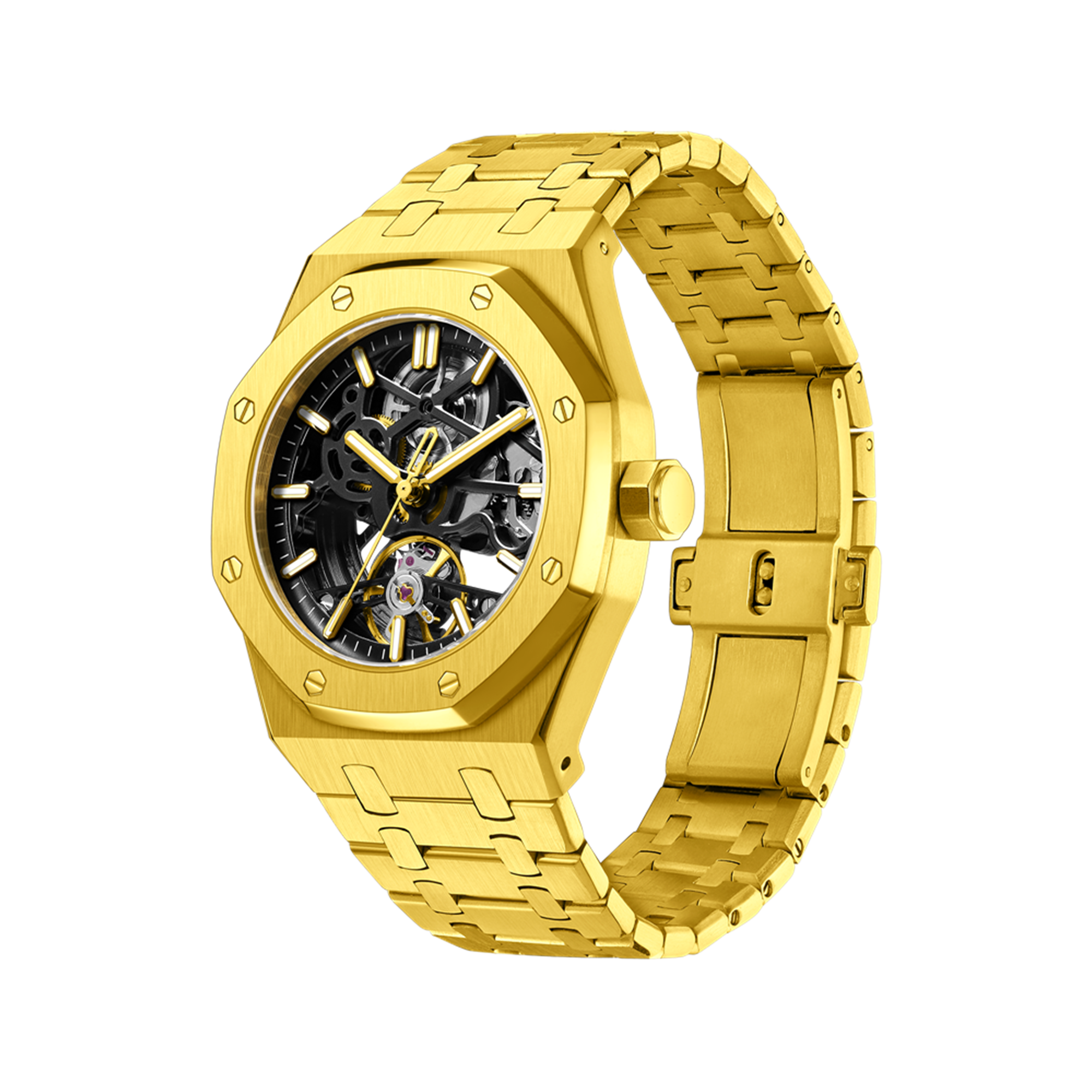MEGIR Luxury Mechanical Watch for Men Waterproof Automatic Movement Holllow Dial Men's Wrist Watches Stainless Steel 9005-4-11