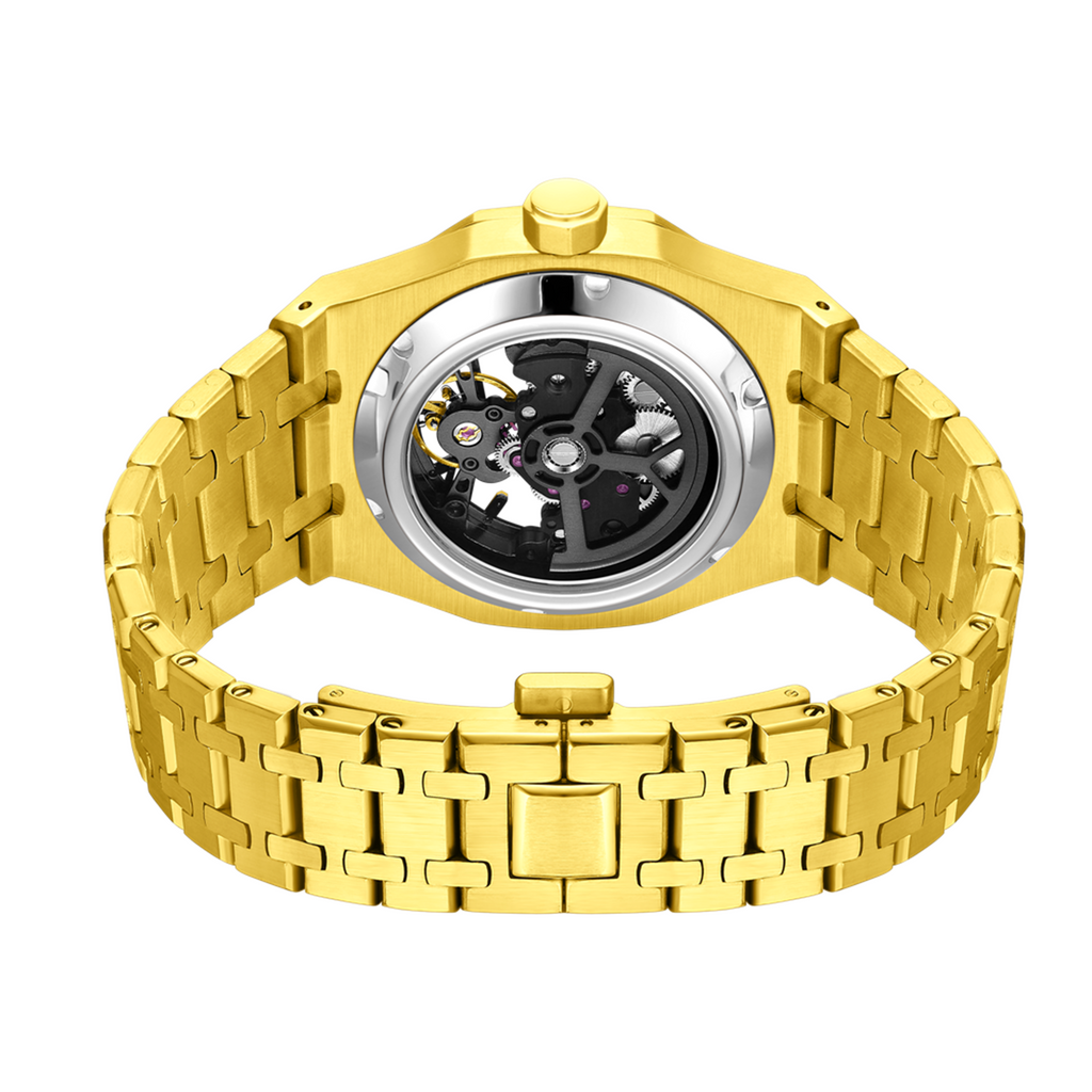 MEGIR Luxury Mechanical Watch for Men Waterproof Automatic Movement Holllow Dial Men's Wrist Watches Stainless Steel 9005-4-12