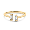 14K Yellow Gold Plated Sterling Silver 1/5 Cttw Baguette Diamond Open Band Ring