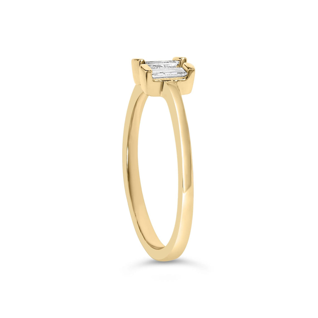 14K Yellow Gold Plated Sterling Silver 1/5 Cttw Baguette Diamond Open Band Ring