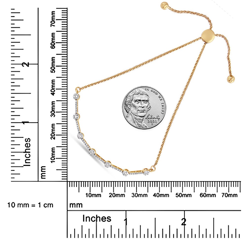 14K Gold Plated Sterling Silver 1/3 Cttw Diamond Slider Link Bolo Bracelet