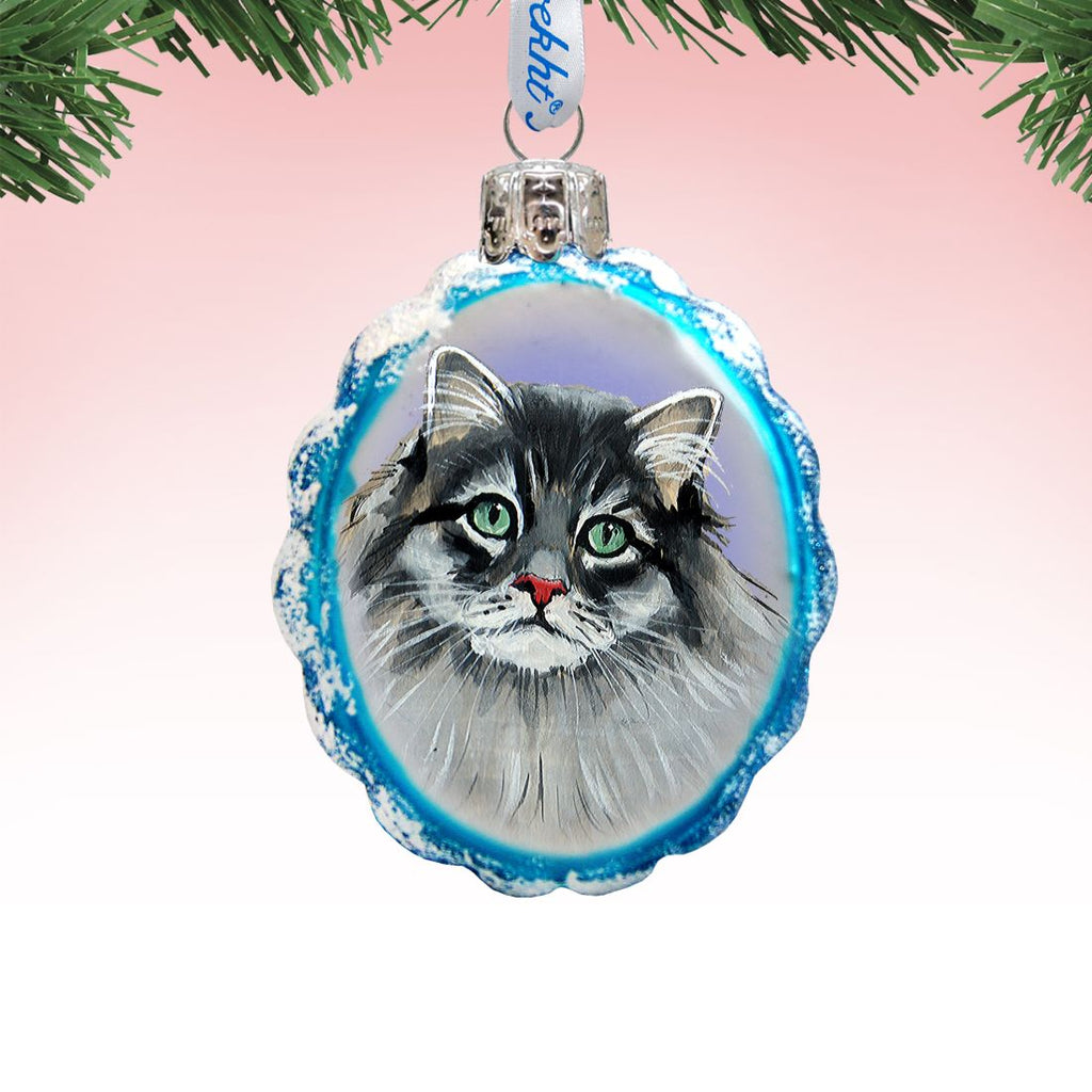 Siberian Forest Cat Mercury Glass Ornament by G. DeBrekht - Pets Dog and Cats Décor - 774015