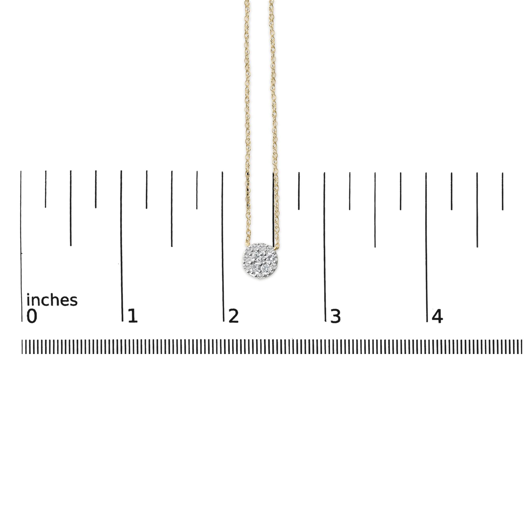14K Yellow Gold Plated Sterling Silver 3/8 Cttw Diamond Cluster Pendant Necklace-4