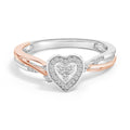 14K Rose Gold Plated Sterling Silver 1/10 Cttw Diamond Heart Motif Ring-0